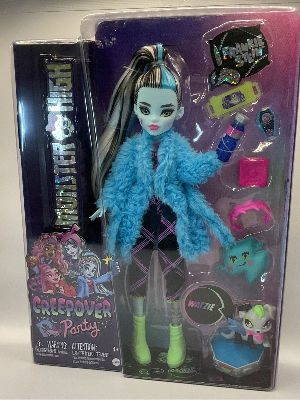 monster high Doll with Blue Fur Coat and Neon Green Boots